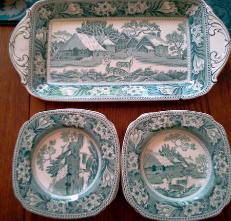 Fallow Deer Blue (No Trim) Square Luncheon Plate
