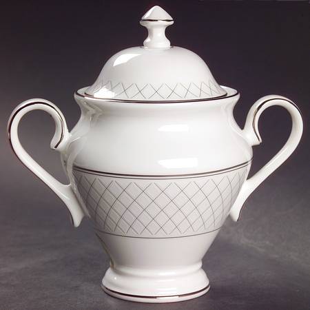 Crosshaven Platinum Sugar Bowl & Lid