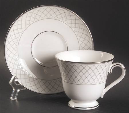 Crosshaven Platinum Footed Cup & Saucer Set