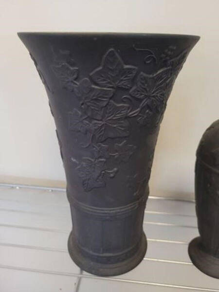 Doric Black Jasperware 9" Vase