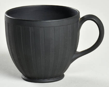 Doric Black Jasperware Flat Demitasse Cup
