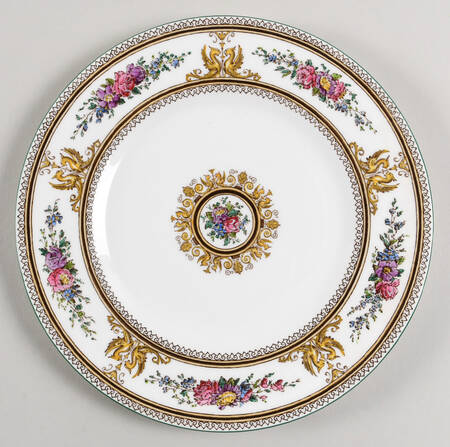 Columbia White (No Medallion, Green Trim) Luncheon Plate