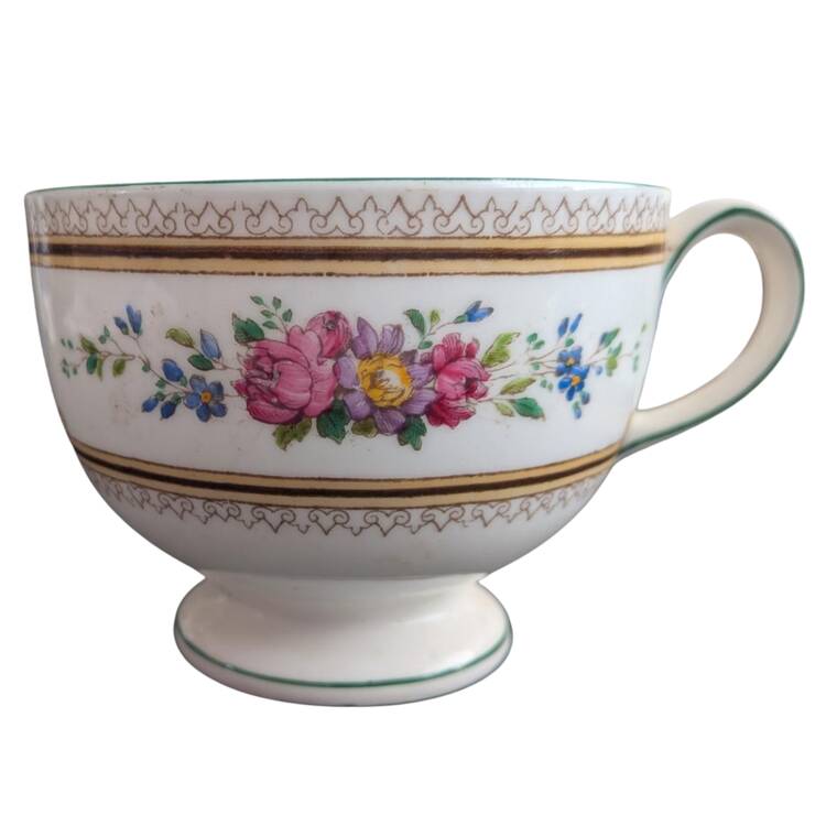 Columbia White (No Medallion, Green Trim) Footed Cup