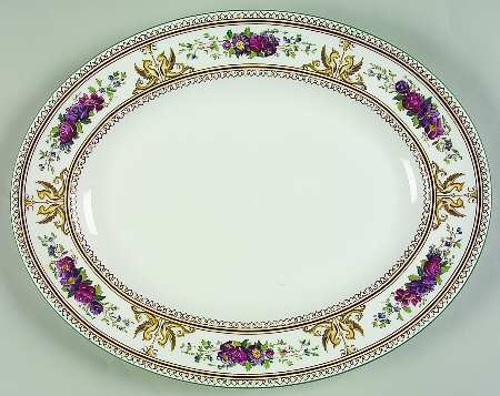 Columbia White (No Medallion, Green Trim) 13" Oval Serving Platter
