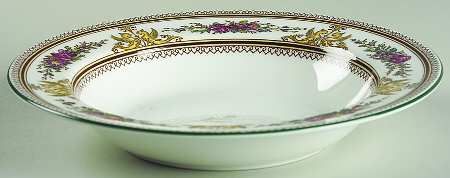 Columbia White (No Medallion, Green Trim) Rim Soup Bowl