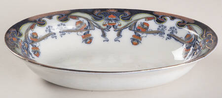 Iris Blue Multicolor 10" Oval Vegetable Bowl