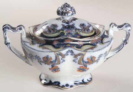 Iris Blue Multicolor Sugar Bowl & Lid