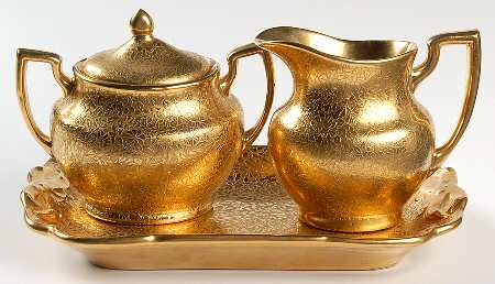 Doves, Roses and Daisies Creamer & Sugar with Lid & Tray Set