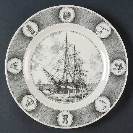 Mystic Seaport Gray Green Dinner Plate