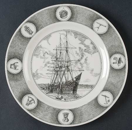 Mystic Seaport Gray Green Dinner Plate