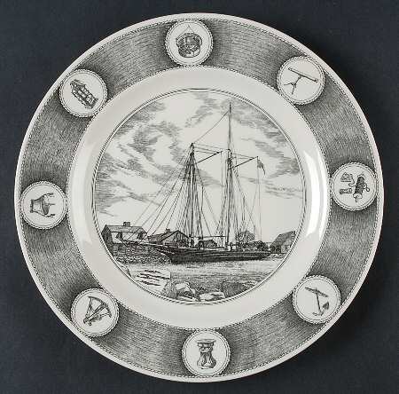 Mystic Seaport Gray Green Dinner Plate