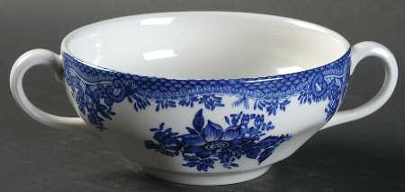 Cottage Rose Blue Footed Cream Soup Bowl