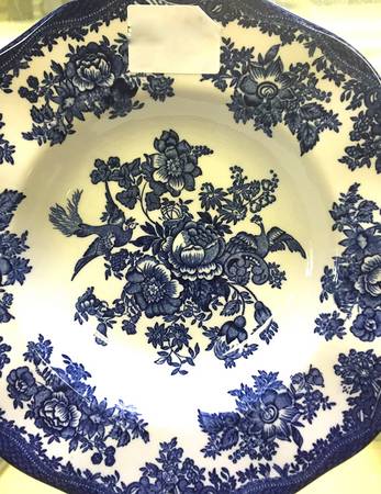 Cottage Rose Blue Rim Soup Bowl