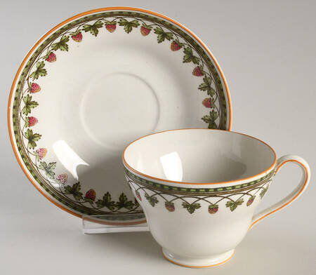 Strawberry Fruit Footed Cup & Saucer Set
