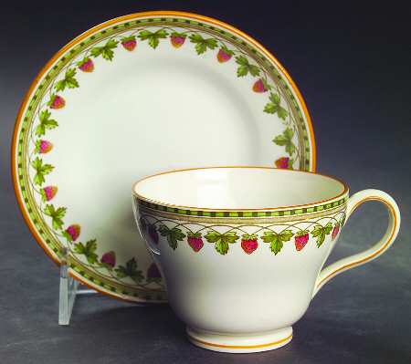 Strawberry Fruit Footed Cup & Saucer Set