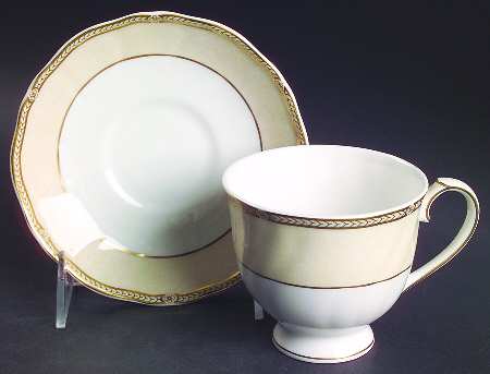 Crown Ivory Footed Cup & Saucer Set