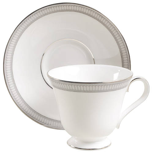 Carina Platinum Footed Cup & Saucer Set
