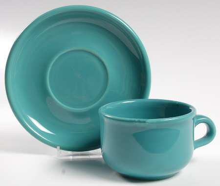 Solid Colours Turquoise Flat Cup & Saucer Set