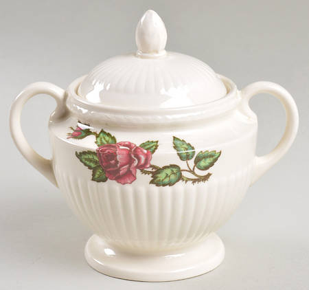Moss Rose (Newer, Black Backstamp) Sugar Bowl & Lid