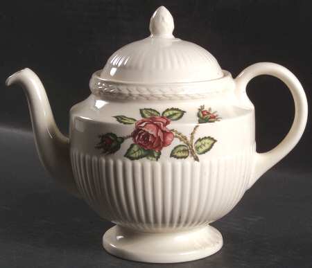 Moss Rose (Newer, Black Backstamp) Teapot & Lid