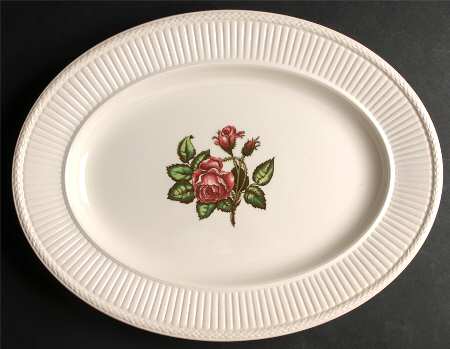 Moss Rose (Newer, Black Backstamp) 16" Oval Serving Platter