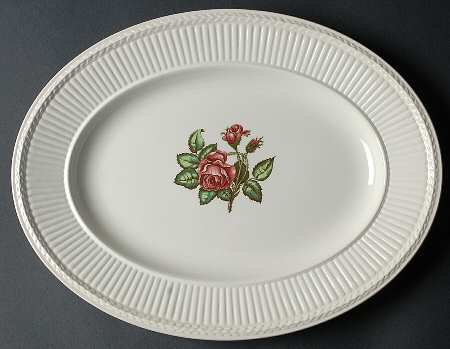 Moss Rose (Newer, Black Backstamp) 13" Oval Serving Platter