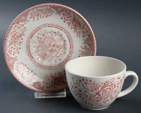 Kew Pink Flat Cup & Saucer Set