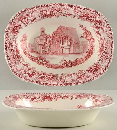 Abbeys Red 8" Oval Vegetable Bowl
