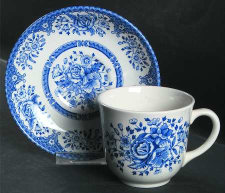 Kew Blue Flat Cup & Saucer Set