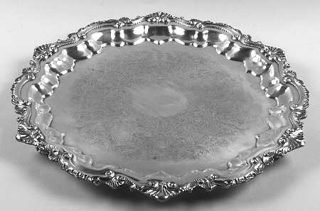 Chippendale (Silverplate, Hollowware) 17" 3-Toed Silverplate Round Tray