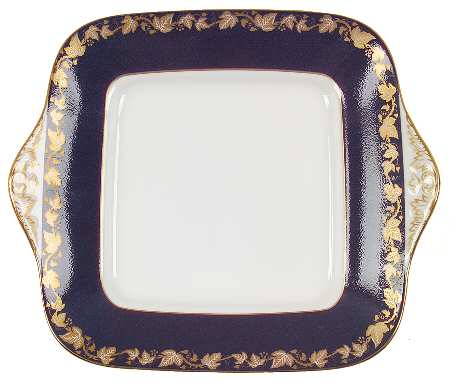 Whitehall 2000 (Powder Dark Blue Rim) Square Handled Cake Plate