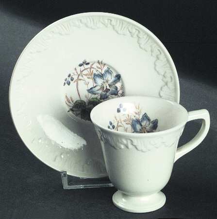 Hampton Court (Cream Rim) Footed Demitasse Cup & Saucer Set