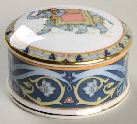 Blue Elephant Round Box & Lid