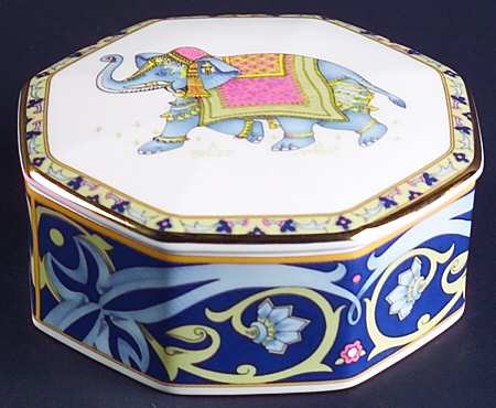 Blue Elephant Octagonal Box & Lid