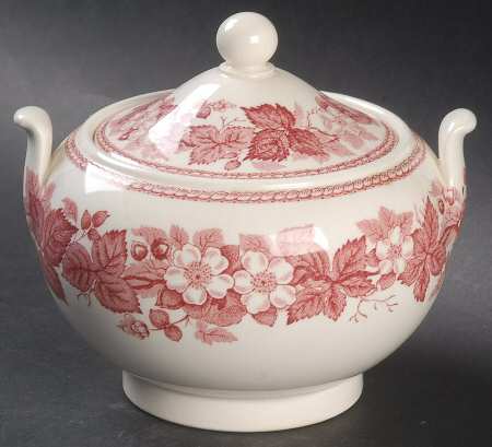 Bramble (Pink, Center Decal) Sugar Bowl & Lid