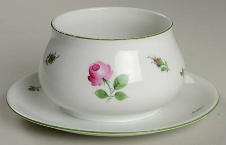 Viennese Rose Gravy Boat with Attached Underplate