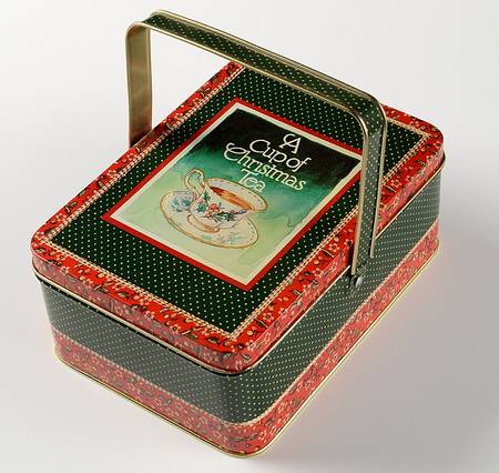A Cup of Christmas Tea Tin Christmas Card Holder & Lid