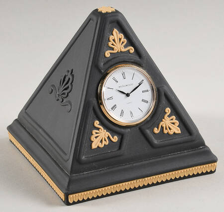 Library Collection Jasperware Cane & Black Large Desk Clock