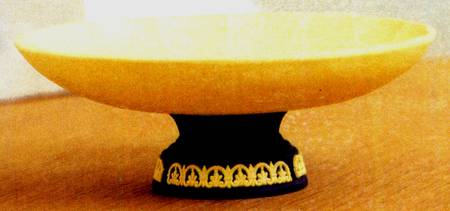 Library Collection Jasperware Cane & Black 9" Footed Bowl