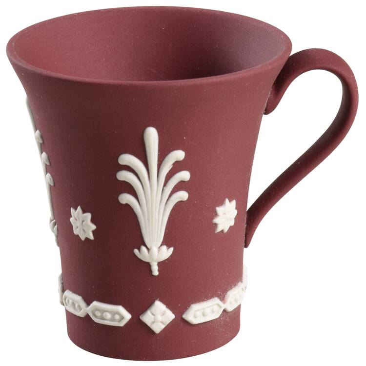 Cream Color on Wine Jasperware Flat Demitasse Cup