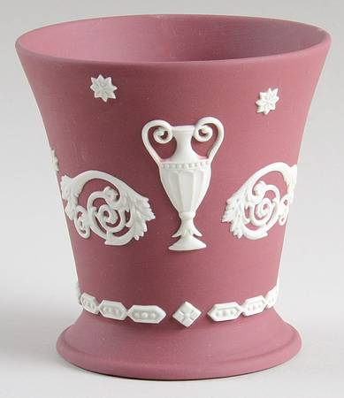 Cream Color on Wine Jasperware 3" Vase