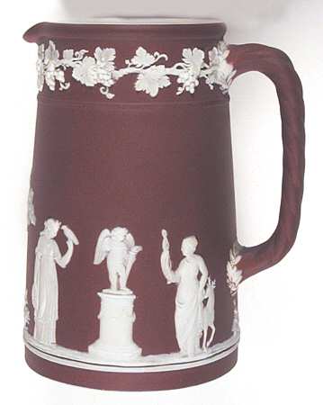 Cream Color on Wine Jasperware Large Trojan Jug