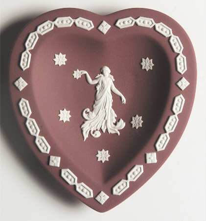 Cream Color on Wine Jasperware Heart Shaped Tray