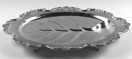 Royal Rose (Silverplate, Hollowware) Medium Platter Footed Meat Platter with Well
