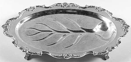 Royal Rose (Silverplate, Hollowware) Small Plated Footed Meat Platter with Well