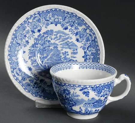 Seaforth Blue Smooth Flat Cup & Saucer Set