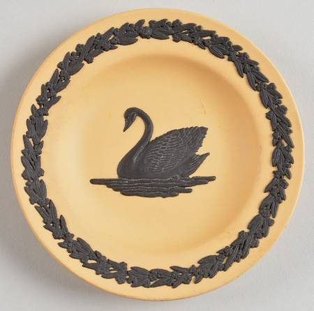 Black On Cane Jasperware 4" Round Tray