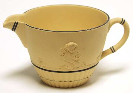 Black On Cane Jasperware Creamer