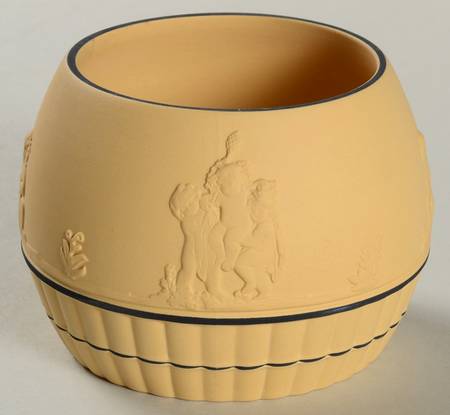 Black On Cane Jasperware Honey Pot No Lid