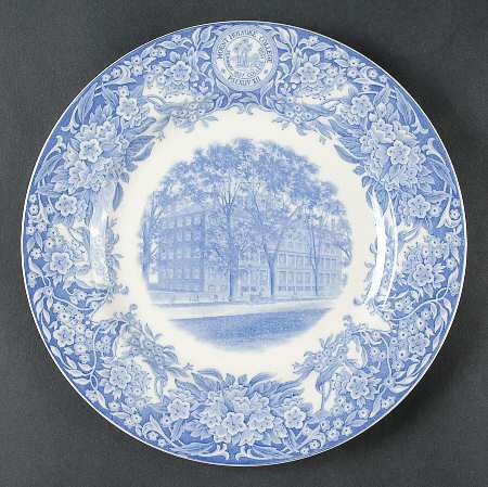 Mount Holyoke College Blue Dinner Plate
